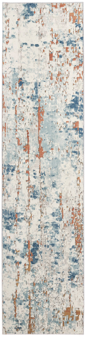 Quarry QUA01 Beige Blue Rust Rug