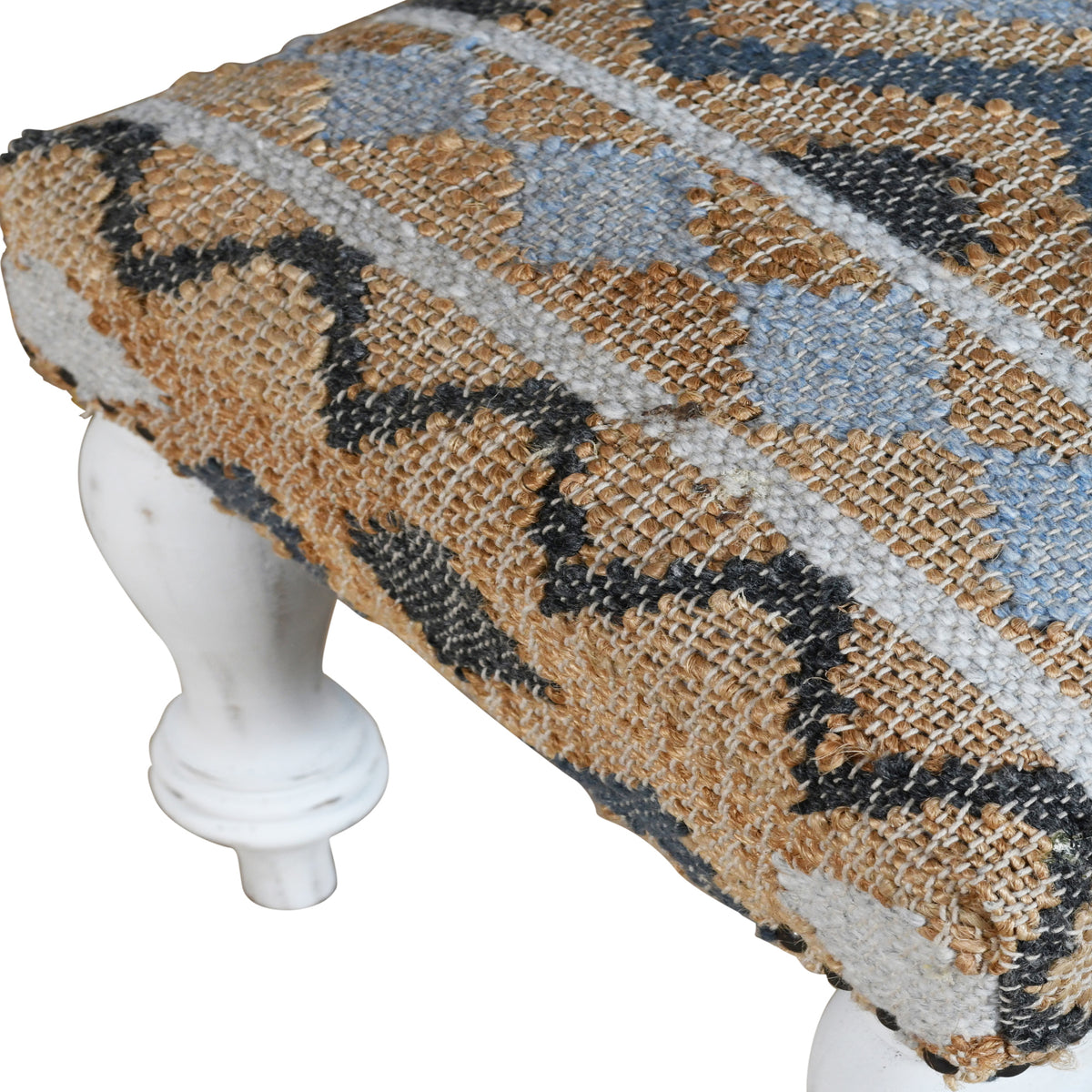 Solange Southwestern Brown/Blue Geometric Polyester and Wood Upholstered Accent Bench