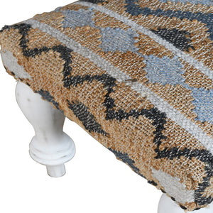 Solange Southwestern Brown/Blue Geometric Polyester and Wood Upholstered Accent Bench