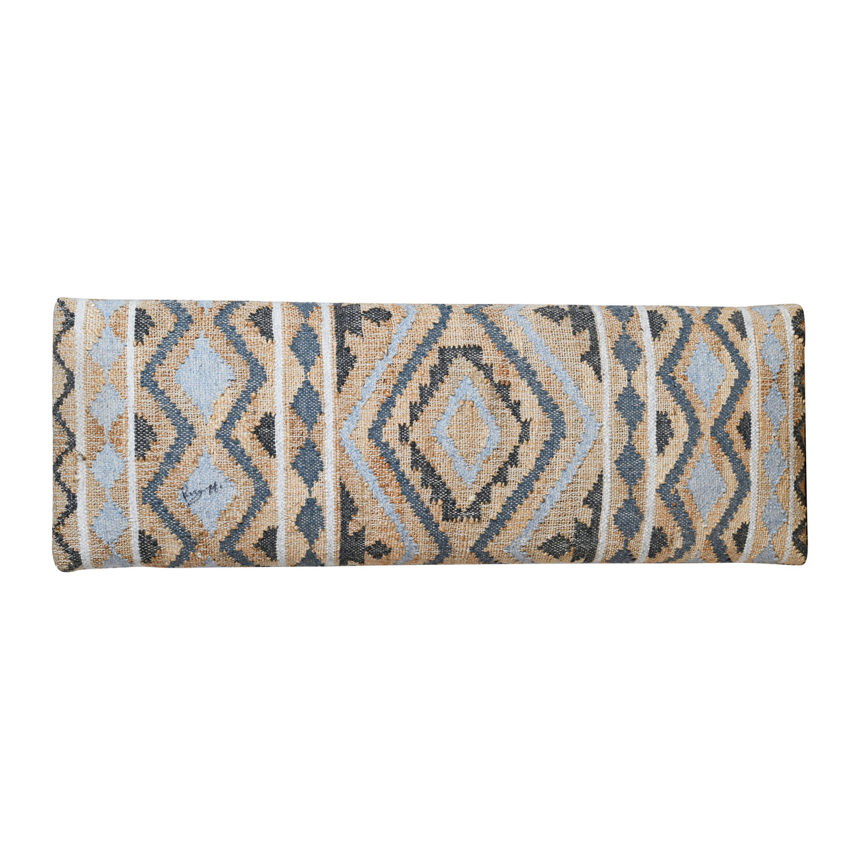 Solange Southwestern Brown/Blue Geometric Polyester and Wood Upholstered Accent Bench