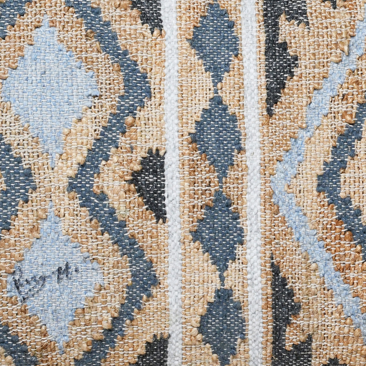Solange Southwestern Brown/Blue Geometric Polyester and Wood Upholstered Accent Bench