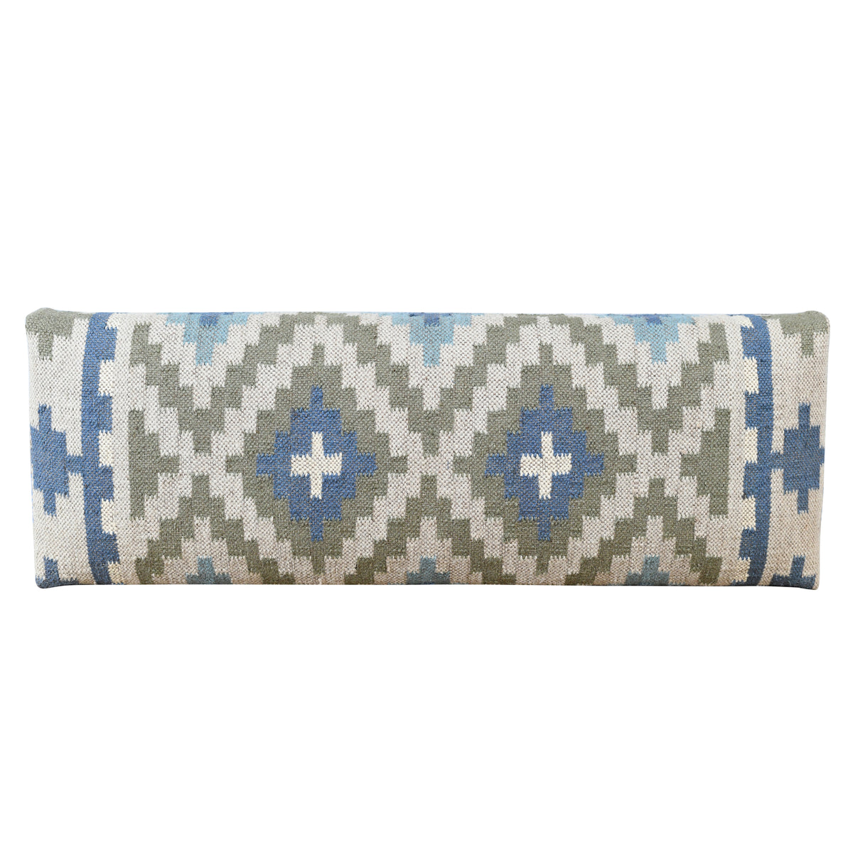 Elaris Contemporary Blue/Sage Geometric Polyester and Wood  Upholstered Accent Bench