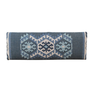 Lurell Contemporary Blue/Ivory Kilim Polyester and Wood Upholstered Accent Bench