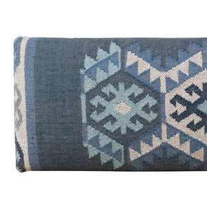 Lurell Contemporary Blue/Ivory Kilim Polyester and Wood Upholstered Accent Bench