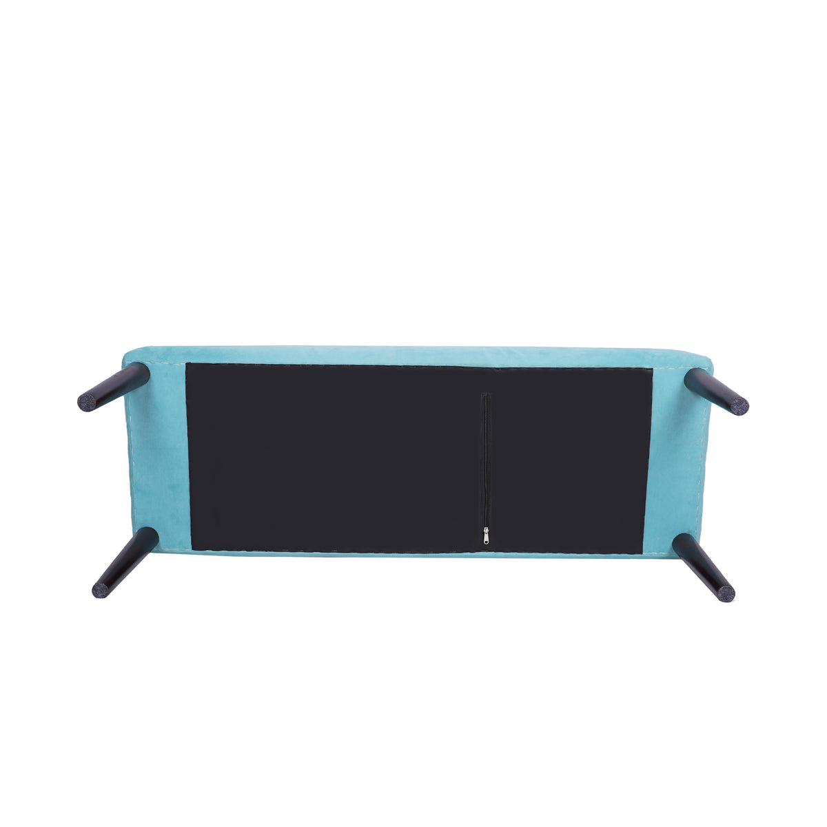 Dahlia Contemporary Embroidered Velvet Upholstered Accent Bench, Blue/Multi