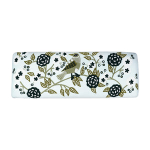 Dahlia Contemporary Embroidered Velvet Upholstered Accent Bench, Green/Ivory