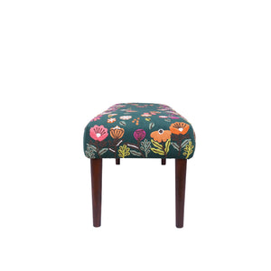 Alton Contemporary Green/Multi Floral Velvet and Wood Embroidered Accent Bench