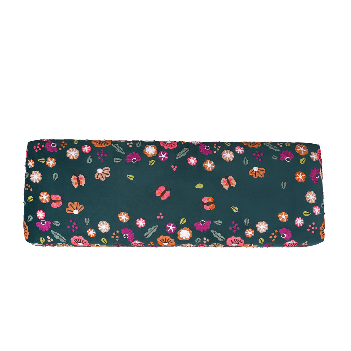 Alton Contemporary Green/Multi Floral Velvet and Wood Embroidered Accent Bench