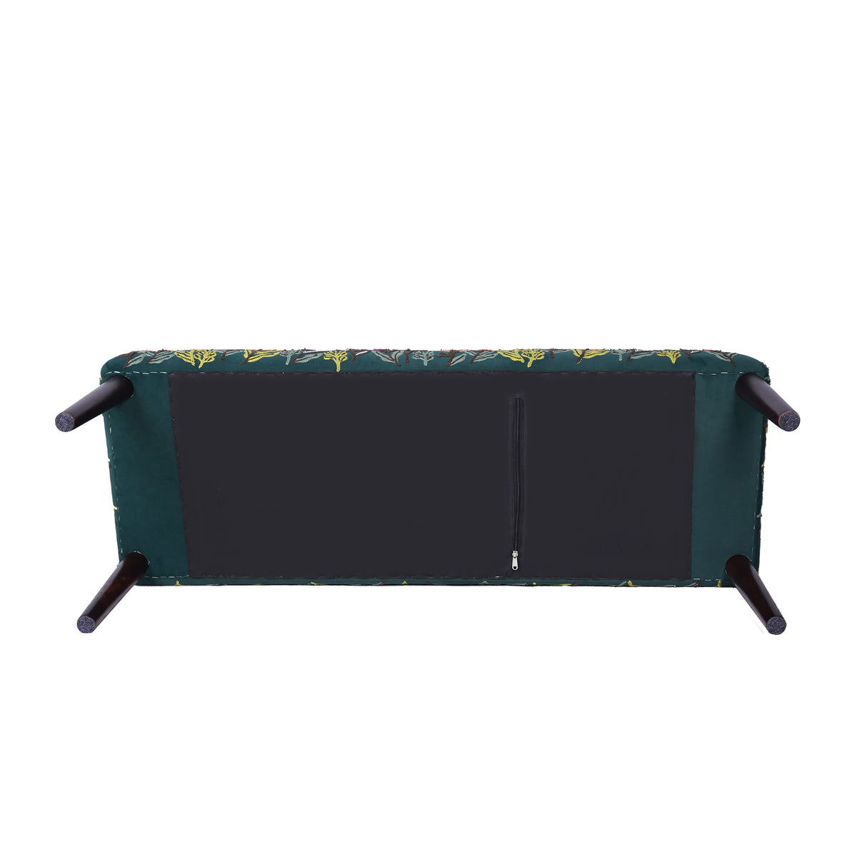 Alton Contemporary Green/Multi Floral Velvet and Wood Embroidered Accent Bench
