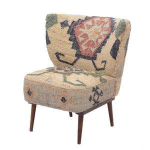 Sofia Bohemian/Eclectic Multicolored Kilim Jute Upholstered Accent Chair