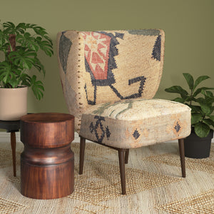 Sofia Bohemian/Eclectic Multicolored Kilim Jute Upholstered Accent Chair