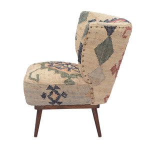 Sofia Bohemian/Eclectic Multicolored Kilim Jute Upholstered Accent Chair