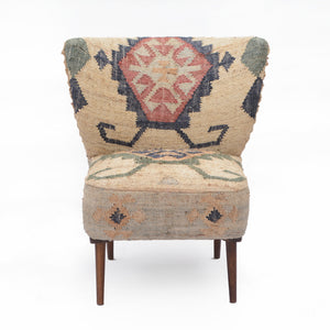 Sofia Bohemian/Eclectic Multicolored Kilim Jute Upholstered Accent Chair