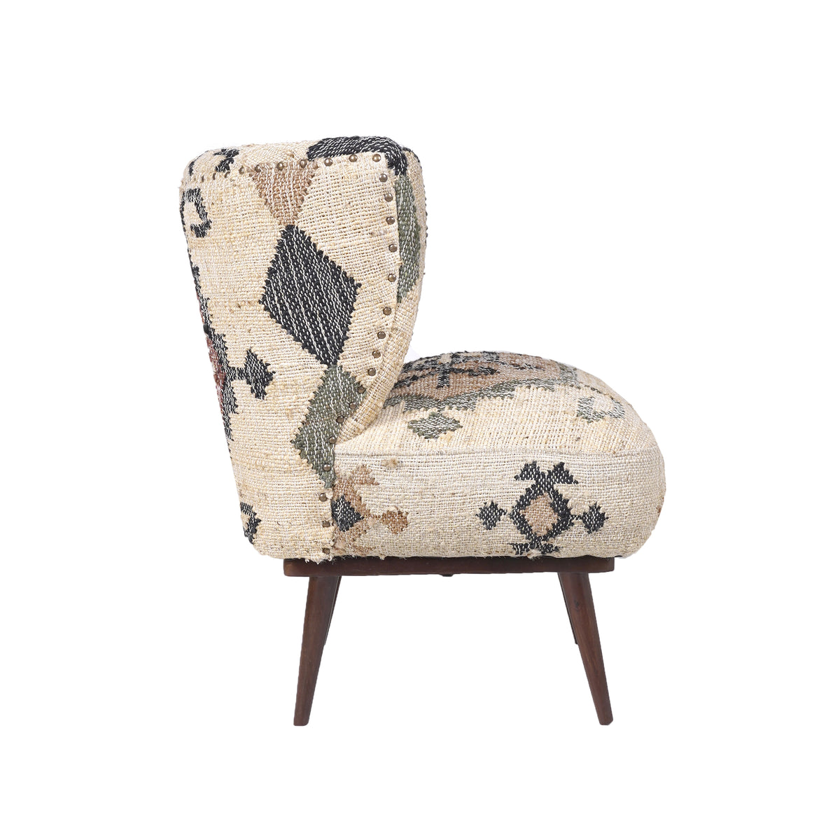 Sofia Bohemian/Eclectic Multicolored Kilim Jute Upholstered Accent Chair
