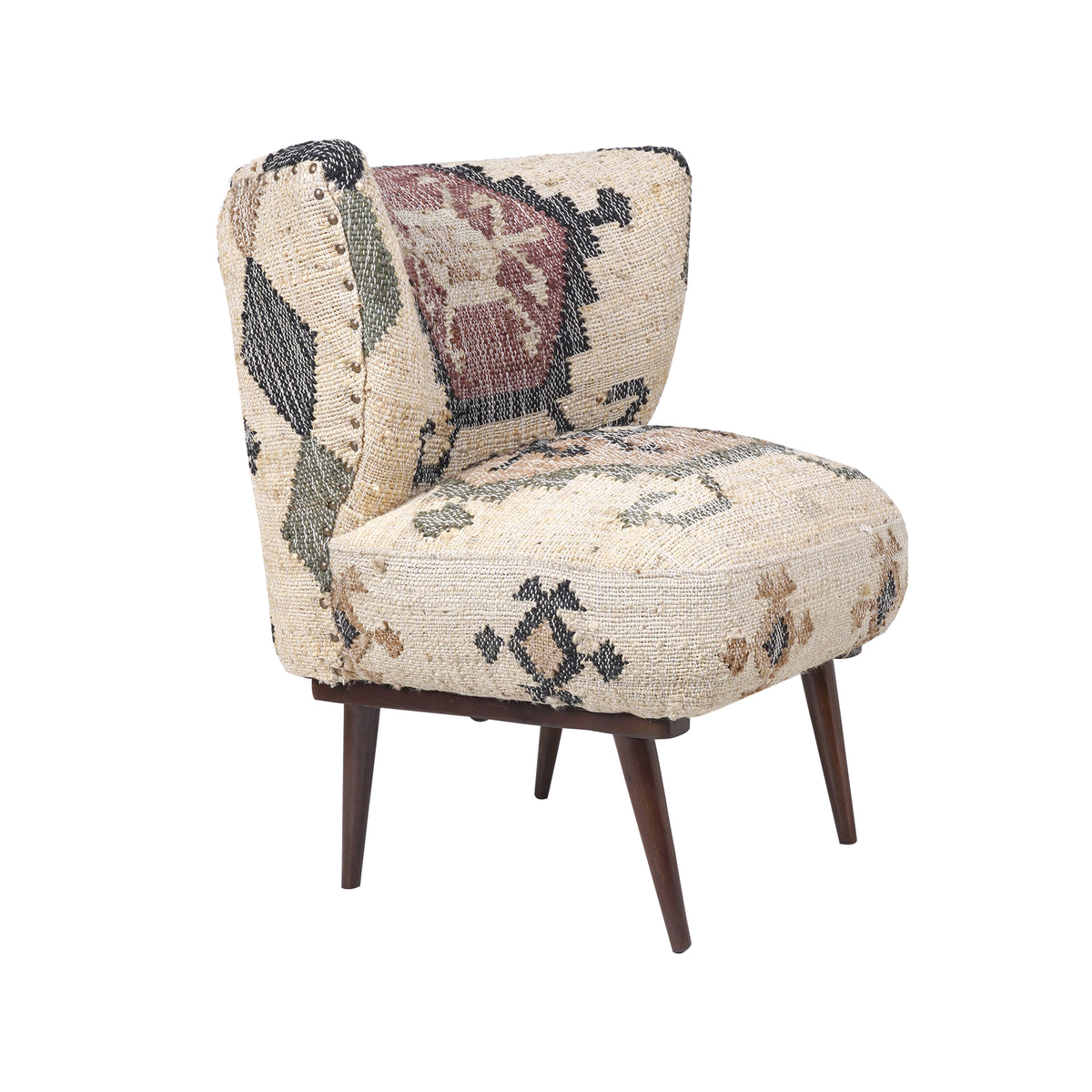 Sofia Bohemian/Eclectic Multicolored Kilim Jute Upholstered Accent Chair