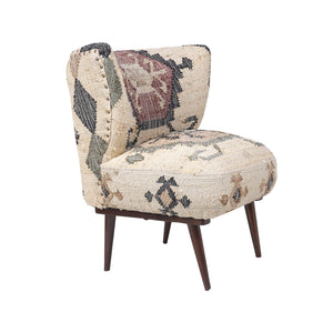 Sofia Bohemian/Eclectic Multicolored Kilim Jute Upholstered Accent Chair