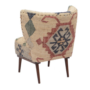 Sofia Bohemian/Eclectic Multicolored Kilim Jute Upholstered Accent Chair