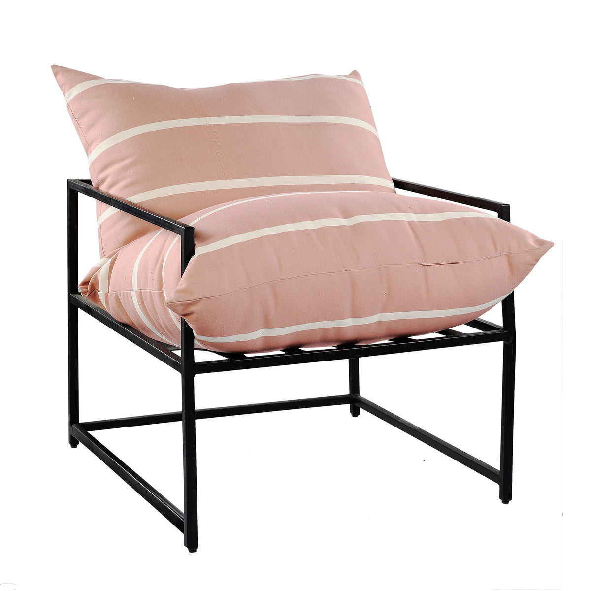 Contemporary Outdoor Polyester and Metal Geometric Accent Chair