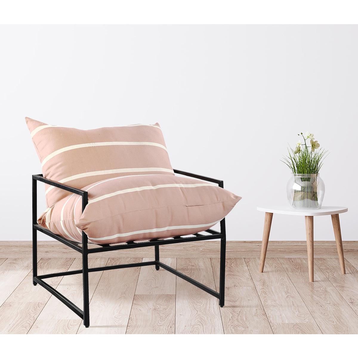 Contemporary Outdoor Polyester and Metal Geometric Accent Chair