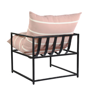 Contemporary Outdoor Polyester and Metal Geometric Accent Chair