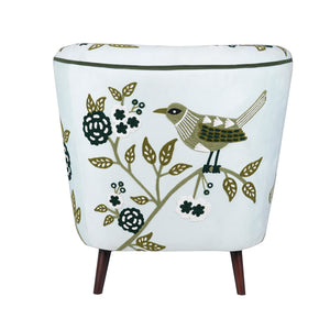 Dahlia Contemporary Embroidered Velvet Upholstered Accent Chair, Green/Ivory
