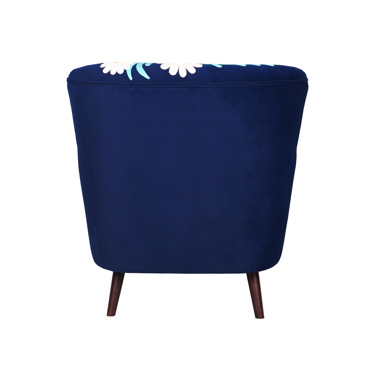 Brenham Handmade Embroidered Velvet Floral Royal Blue Accent Chair