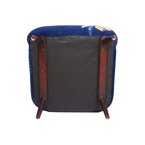 Brenham Handmade Embroidered Velvet Floral Royal Blue Accent Chair