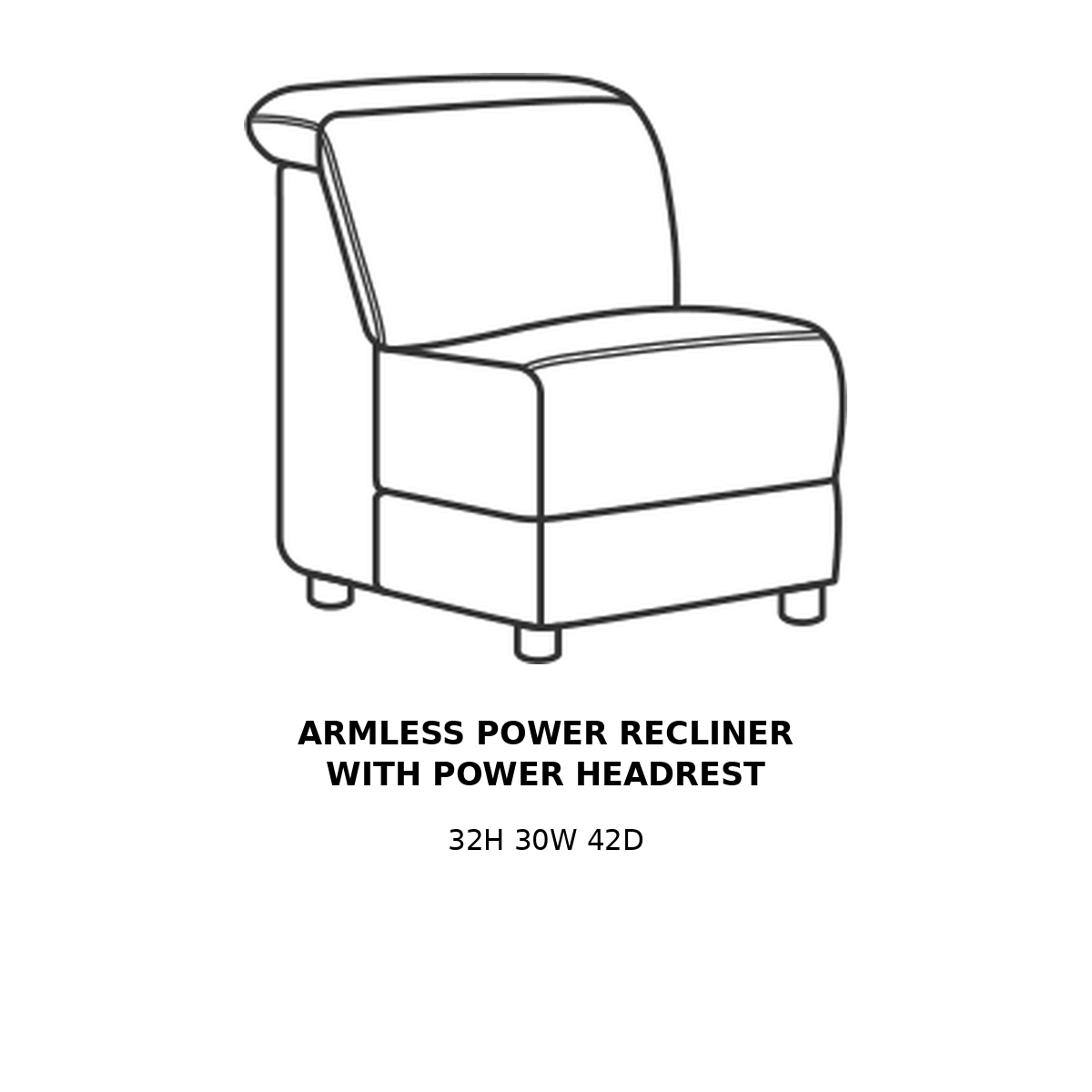 Aurora Armless Power Recliner with Power Headrest