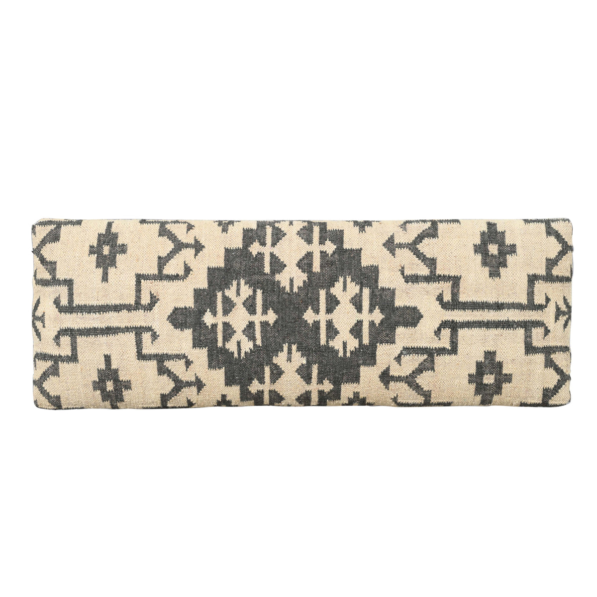 Daniel Bohemian/Eclectic Black/Cream Geometric Jute Blend Upholstered Accent Bench