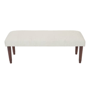 Genevieve Contemporary Cream Solid Boucle and Wood Upholstered Bench