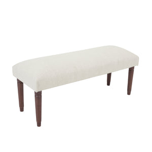 Genevieve Contemporary Cream Solid Boucle and Wood Upholstered Bench