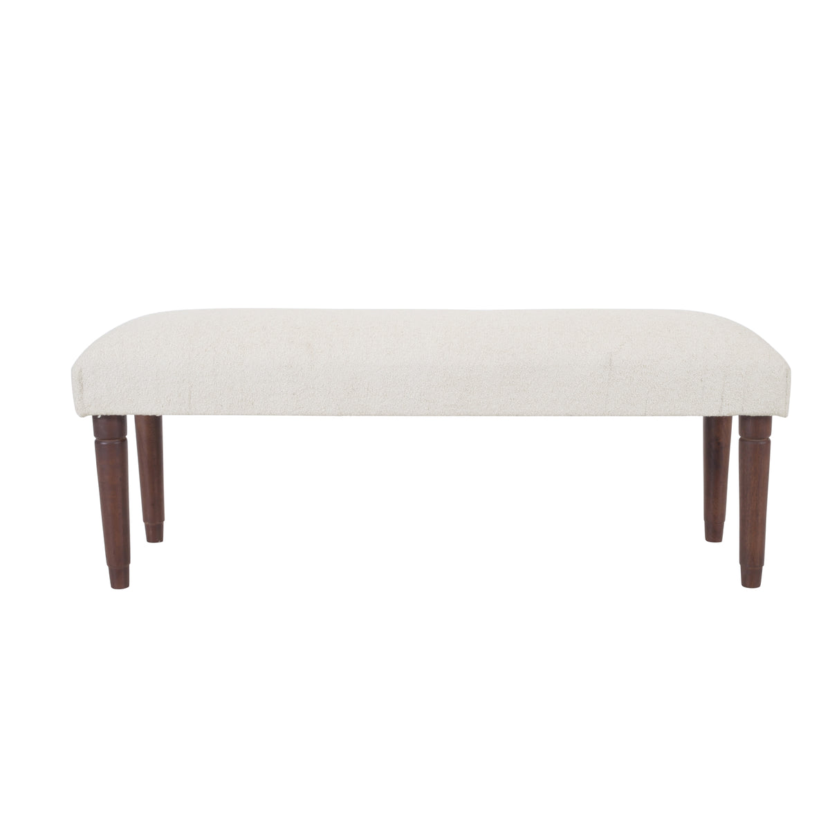 Genevieve Contemporary Cream Solid Boucle and Wood Upholstered Bench