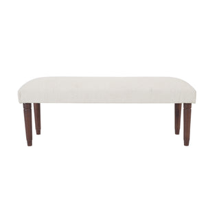 Genevieve Contemporary Cream Solid Boucle and Wood Upholstered Bench
