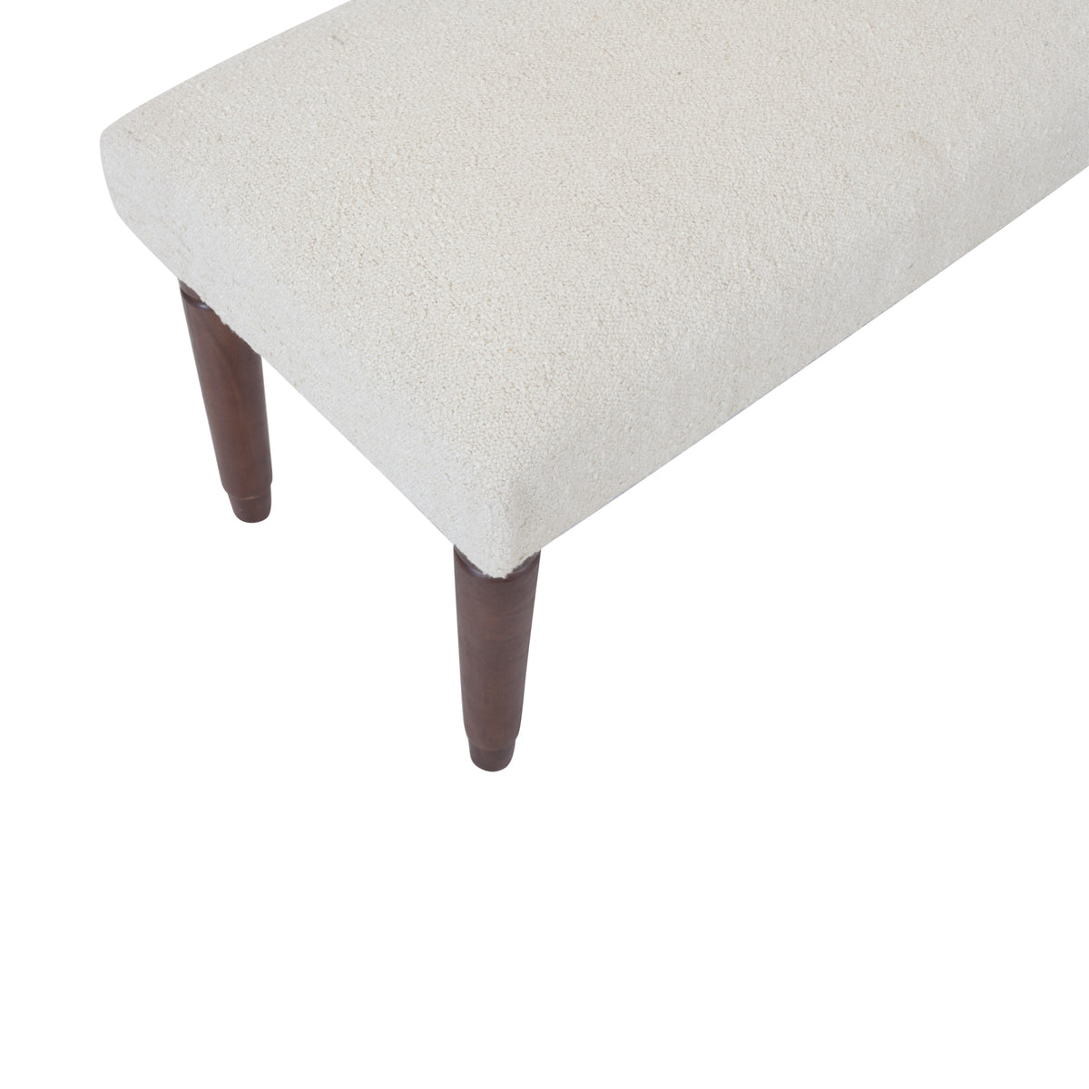 Genevieve Contemporary Cream Solid Boucle and Wood Upholstered Bench