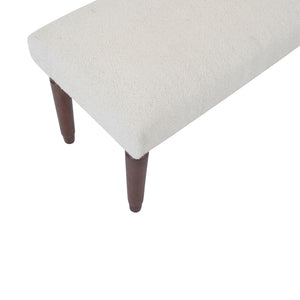 Genevieve Contemporary Cream Solid Boucle and Wood Upholstered Bench