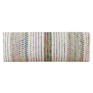 Colton Contemporary White/Multi Striped Cotton Upholstered Accent Bench