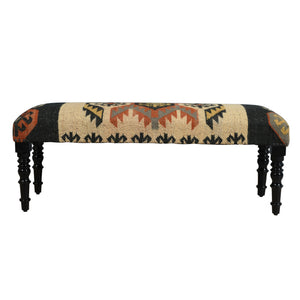 Eden Southwestern Beige/Multi Kilim Jute Blend Upholstered Accent Bench
