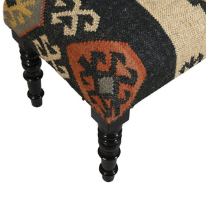 Eden Southwestern Beige/Multi Kilim Jute Blend Upholstered Accent Bench