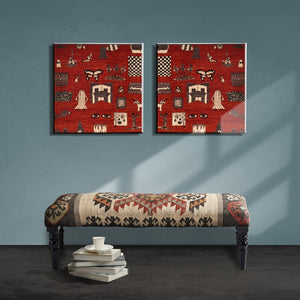 Eden Southwestern Beige/Multi Kilim Jute Blend Upholstered Accent Bench