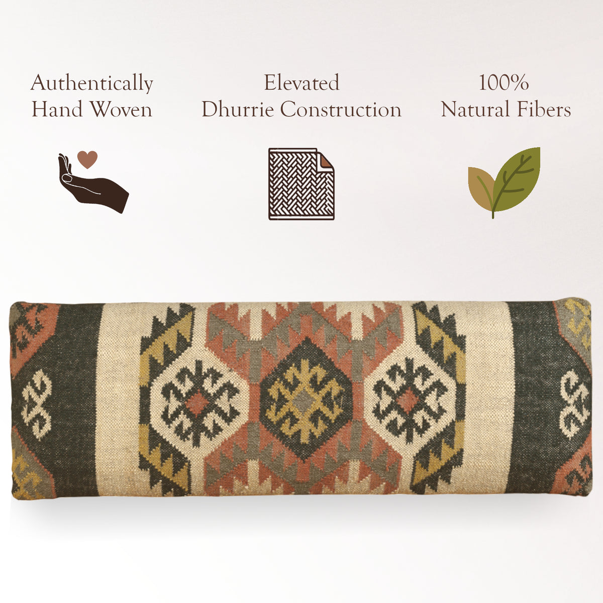 Eden Southwestern Beige/Multi Kilim Jute Blend Upholstered Accent Bench