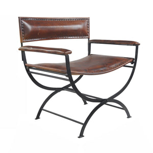 Vandor Transitional Brown Leather Upholstered Director's Chair