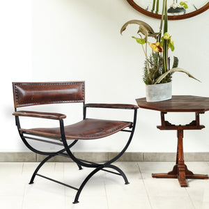 Vandor Transitional Brown Leather Upholstered Director's Chair