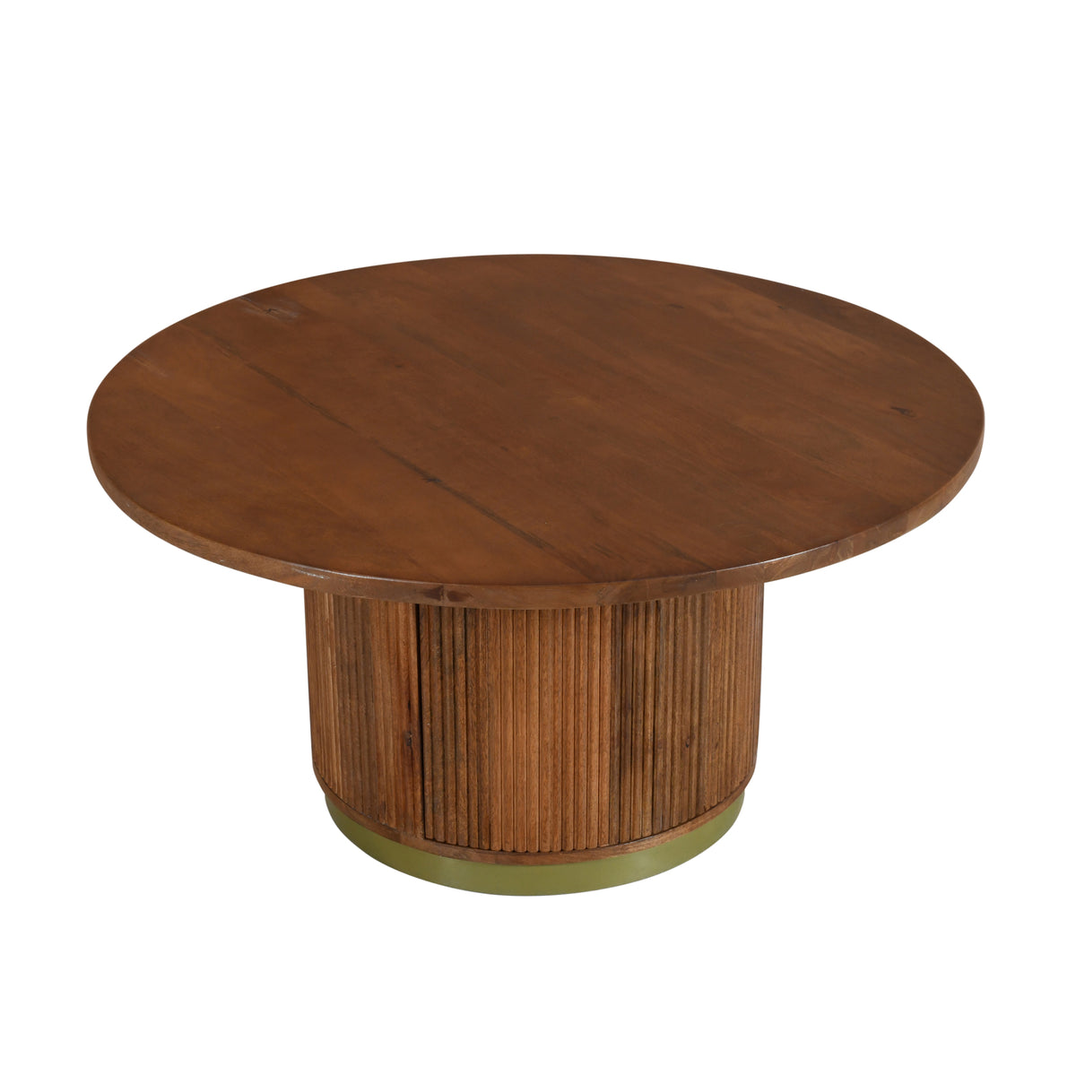 Bella Handmade Transitional Brown Wood Round Coffee Table