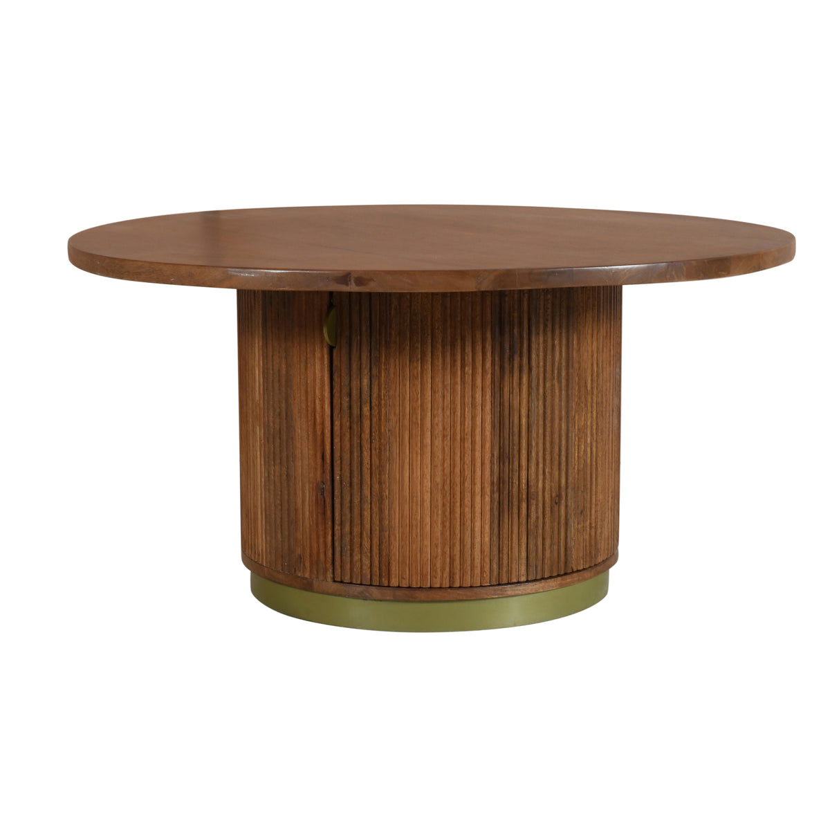 Bella Handmade Transitional Brown Wood Round Coffee Table