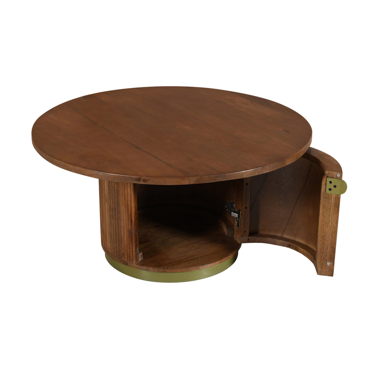 Bella Handmade Transitional Brown Wood Round Coffee Table