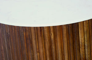 Gabriella Handmade Fluted Brown/White Marble Round Coffee Table