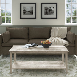 Beau Handmade Coastal Whitewashed Wood Rectangle Coffee Table