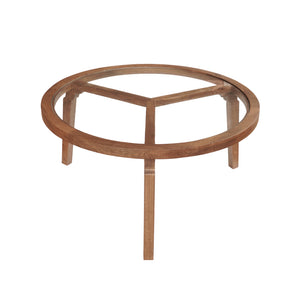 Transitional Solid Hand-Made Mango Wood/Glass Round Coffee Table