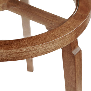 Transitional Solid Hand-Made Mango Wood/Glass Round Coffee Table