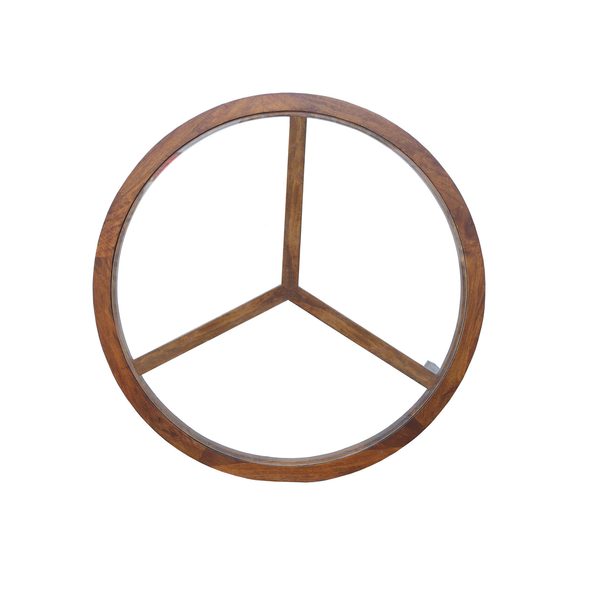 Transitional Solid Hand-Made Mango Wood/Glass Round Coffee Table